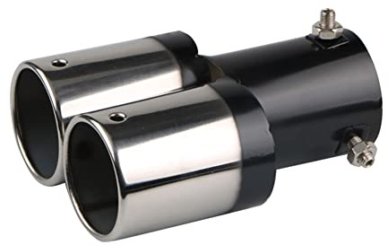 65mm Doppelrohr Auspuffblende Auspuff, Edelstahl Auto Auspuff Endrohr Schalldämpfer Endrohre Universell Schalldämpfer Auspuff uspuffendrohr Auspuff Schalldämpfer Spitze Schwanz Hals, Gebogen/Gerade