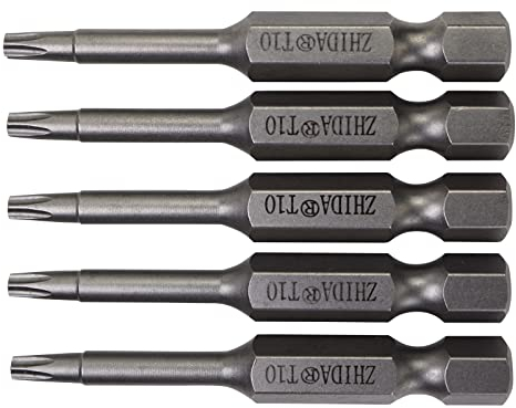 ZHIDA Torx TX10 Schraubendreher-Bit-Set T10 2 Zoll lang (50 x T10 5 Stück)