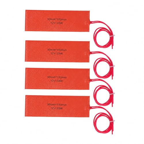 12V 20W Silikon Värmematta 4-pack, 120–150°C Temperaturområde, Snabb Uppvärmning, 50x150 mm Flexibel Värmematta för Industriell Utrustning och Rör