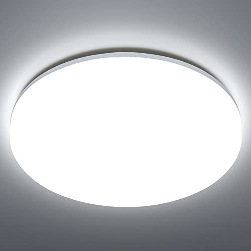 Aigostar Modern Flush LED Ceiling Light, 18W 2100lm, IP54 Waterproof, 6500K, 136W Equivalent for Kitchen, Bedroom