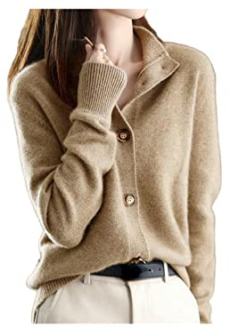 SERUMY Cardigan Sweater Cardigans Femmes Winter Trender Designer Cashmere Women Trinted Crochet Tops-Camel,S