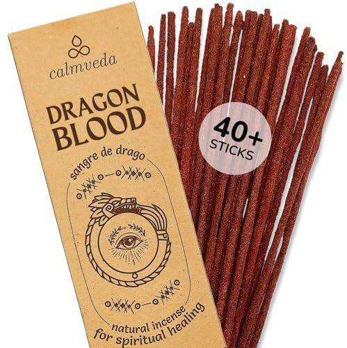 Potent drachenblut Räucherstäbchen Bio qualität – (40+ weihrauch stäbchen), Dickes Räucherstäbchen Set aus Naturharz, sauber, ohne Kohle | Süßer, würziger und ambraartig riechender räucherwerk