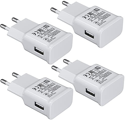 4-Pack USB Ladegerät Stecker, Schnellladegerät Netzteil Adapter für Samsung