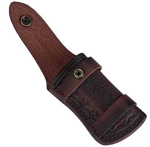Leder Messertasche Klappbar Taschenmesserscheide für 10,2 cm Messer, Klappmesseretui Ledermesser Holster mit Schnappverschluss