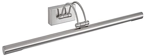 PAPUQ Applique LED da parete per illuminare quadri, specchi, murales, 8 W stile tradizionale ed elegante, tono di luce calda 3000 K, nichel opaco, completamente articolato e girevole. 50 cm