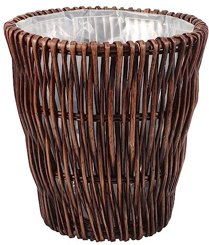 GANAZONO Wicker Wastebasket Woven Trash Can Round With Plastic Lining Natural Multi-function Waste Basket Decorative Clothes Hamper