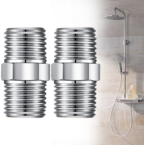2 PCS Stainless Steel Shower Hose Connector 1/2 Inch Durable and Damage Resistant Shower Pipe for Air Hoses Fuel Hoses Shower Hoses Water Pipe Connectors for Home Kitchen and Bathroom