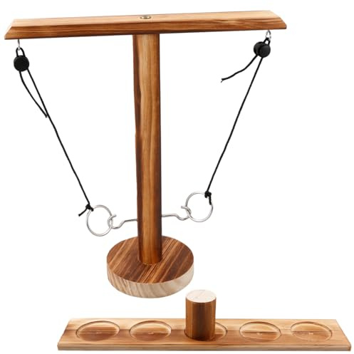 Wooden Ring Game Tool - Ring Game Table Hook Collar, Party Interactive Game Props (Brown)