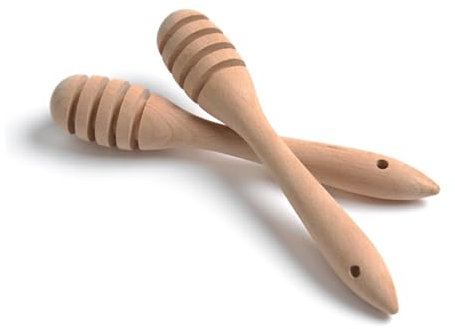 BESTonZON Honiglöffel Stäbchen aus Naturholz Honigrührstab Lebensmittelecht für Honiggläser zum Portionieren von Honig Ahornsirup Melasse Gastgeschenk für Hochzeiten und Feiern