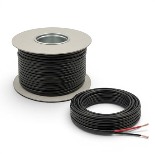 Automotive Flat Twin 2 Core Cable – 12V/24V Thin Wall Wire – (14 Amp Rated 0.75mm²) – (100 Metre Roll)