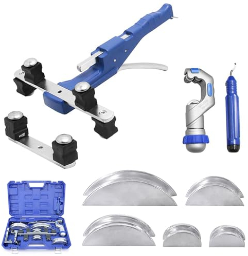 CYZJPRVN Rohrbiegegerät, 90 Grad Hand Rohrbieger Kit mit Umkehrbieger, 10-22mm Rohrbieger Ratschen Rohrbieger, mit Rohrschneider und Entgrater, für Kupfer-, Aluminium- und Dünne Stahlrohre