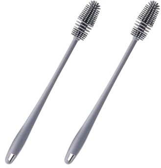 2 Stück Flaschenbürste Silikon, Kopf Reinigungsbürste, Reinigungsbürste, Silikon Flaschenbürste Lang, Flaschenbürste Spülbürsten, Reinigungsbürste Mit Langem Griff Bottle Brushfür Karaffen