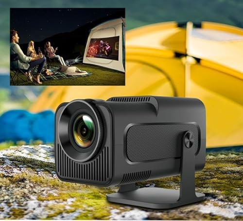 Mini projecteur, projecteur 4K, projecteur vidéo portable HD 1080P WiFi 6, compatible avec 10 000 lumens, rotation à 180 degrés, Android 11.0 intégré, système d'exploitation (noir)