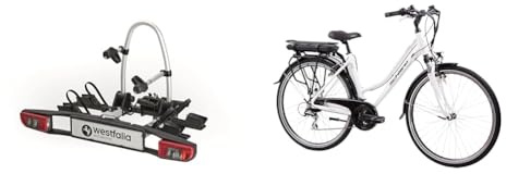 Westfalia BC 60 Fahrradträger für die Anhängerkupplung, Kupplungsträger für 2 Fahrräder, E-Bike geeignet, zusammenklappbar, Schwarz, Silber + F.LLI Schiano E-Ride 28 Zoll E-Bike