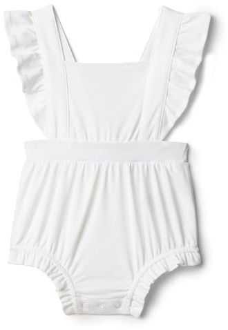 Amazon Essentials x Sofia Grainge Baby Girls' Cotton Sleeveless Romper Suit with Ruffles, White, 18 Months
