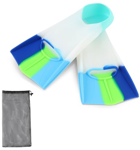 ZEMBSOYA Pinne da Nuoto in Silicone, Pinne Corte Professionali per Bambini, Nuoto per Allenamento e Lap per Bambini e Adulti (Colorati, XS)