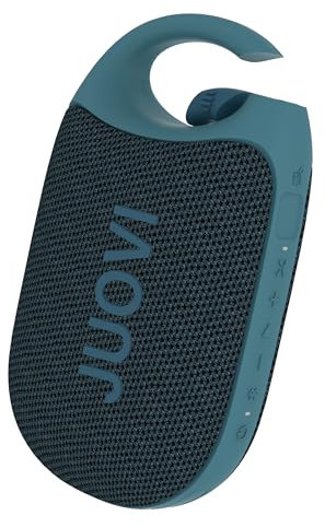 JUOVI Clip J1 Speaker Bluetooth Portatile, Altoparlante Wireless Compatto, Moschettone Integrato Waterproof e Resistente alla Polvere IP68, 24 Ore di Autonomia con Suono HD per Casa, Esterni (Blu)
