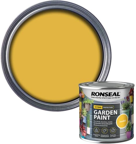 AOC24 Garden Fence Paint 250ml – Multi-Surface Exterior Paint for Wood, Brick, Metal, Stone & Terracotta – Waterproof, Resists Fading, Matt Finish for Sheds, Fences, Garden Furniture Paint Sundial