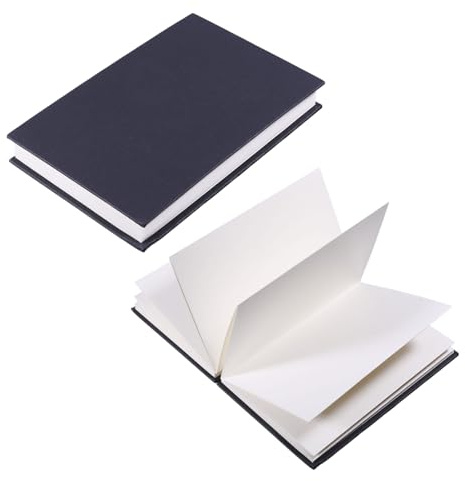 CHGCRAFT 2 Stück Aquarell Hardback Concertina Blanko Akkordeon Fold Design DIY Notizbuch Protable Journal Aquarell Skizzenbuch 6.4 x 4.3 Zoll Schwarz