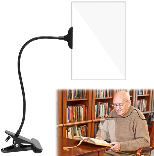 Yuragim 5X Lupe mit Ständer, 10x6 Zoll große Seitenlupe mit Klammer Verstellbarer Flexibler Schwanenhals, Lupe mit Klemme für Hobbys, Lesen, Basteln, Zeitungen Bücher Kleingedrucktes für Sehbehinderte
