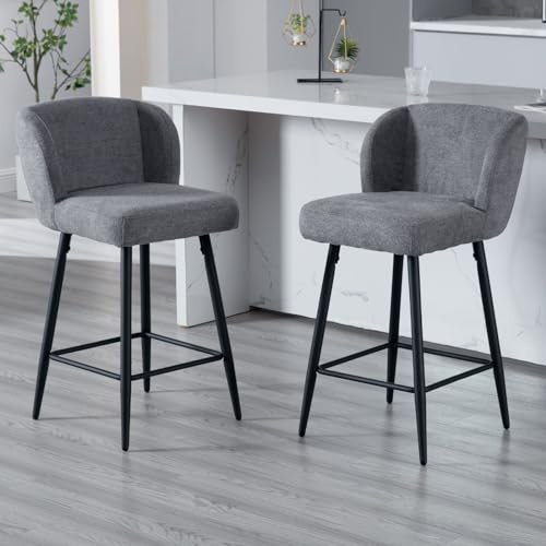 DAYALANE Barhocker 2er Set, gepolsterter Barstuhl mit Lehne, Grau