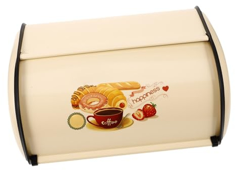 Mipcase Caja De Pan De Metal Con Tapa Para Encimera De Cocina Almacenamiento De Pan Retro Contenedor Grande Color Champán Adecuado Para y Productos Horneados Vintage