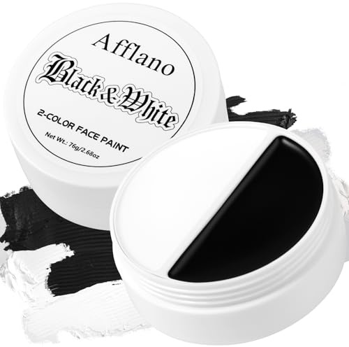 Maquillage Halloween Peinture Visage Noir Blanc 76g, Black White Face Paint Goth Clown Makeup, Noire Blanche Peinture Pour le Corps pour Sfx Maquillage Zombie Squelette Pâle Cosplay Peinture de Scène