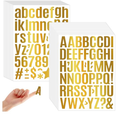 MUWINC 1 Zoll Gold Glitzer Block Buchstaben Aufkleber - 1600 Stück Selbstklebendes Set, Zum Dekorieren Und Beschriften Von Gegenständen
