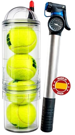 TUBOPLUS - TuboX4 Crystal + Pompa con Manometro - Pressurizzatore di Palline da Tennis e Padel