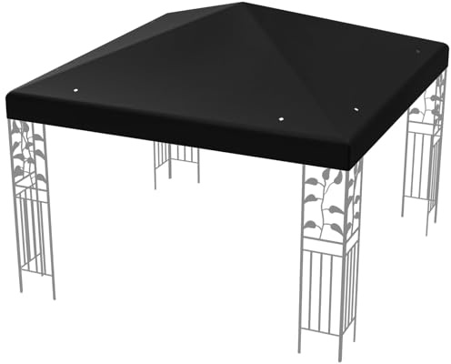 FANTASK Housse de Rechange pour Toit de tonnelle - 3 x 3 m - avec Fermetures - Imperméable et Stable - Toit Simple pour tonnelle de Jardin - Noir