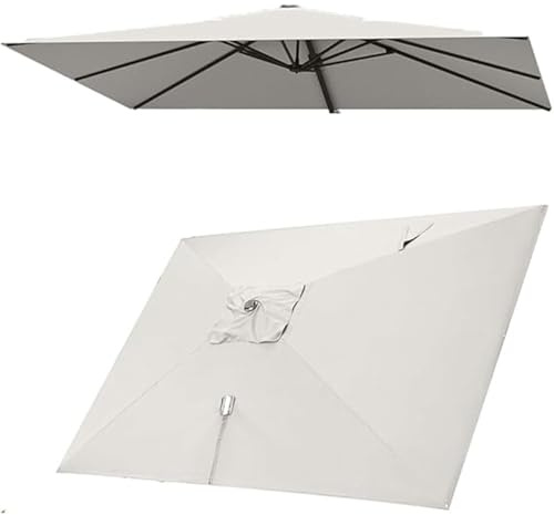 VLKLPZAHAK Rechteckiger Sonnenschirm Ersatzbezug 8 Streben Ampelschirm Bespannung 400x300cm Marktschirm Ersatzdach, Ersatz Stoff for Garten Pool(Beige)