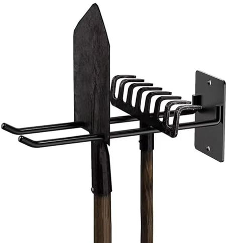 Porte-Outils de Garage - Étagère Murale Lourde - Crochets Multi-Fentes - Rail de Rangement de Jardin renforcé - Système d'organisation en Acier avec Crochets PEG - Installation pour râteau, Mur