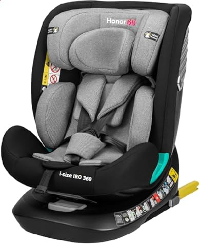 Siège auto i-Size IRO 360° noir Groupe 0/1/2/3 système Isofix de 40 à 150 cm (12 ans) sécurité harnais 5 points face/dos à la route