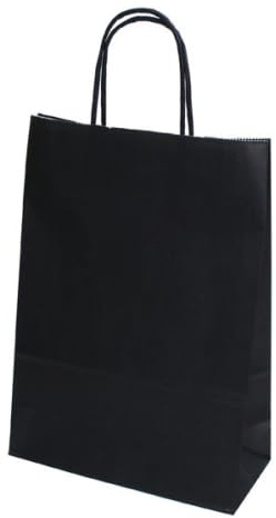 Nette Papiertragetaschen, Schwarz, 18+8x22cm, 300 Stück, mit Papierkordel, für Einzelhandel