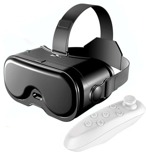 Tosuny Auriculares VR para Teléfono con Controlador Bluetooth, Gafas 3D VR con Lentes HD 120° FOV Anti-luz Azul y Engranajes Ajustables, Auriculares 3D VR para Teléfonos de 5-7 (White)