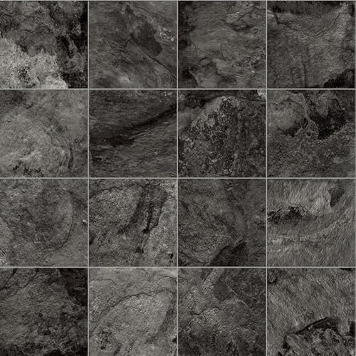 Lancaster 996D Dark Grey Marble Tile Effect Rimini Vinyl Flooring | - 4m x 4m (13ft1 x 13ft1)