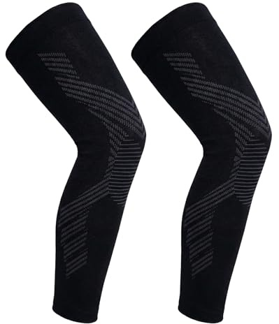 NuCamper Kniebandage Lang 2 Stück für Männer/Damen Kompression Kniestütze | Kompressionsbandage mit Rutschfestem für Laufen, Sport, Arthritis, Meniskusriss, ACL, Wandern, Sport, Knie Oberschenkel Wade