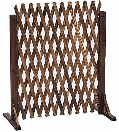 Barrière de jardin en bois – Barrière extensible autonome pour animaux domestiques et treillis pour plantes grimpantes pour utilisation en extérieur, panneaux décoratifs pour pelouse, balcon, terrasse