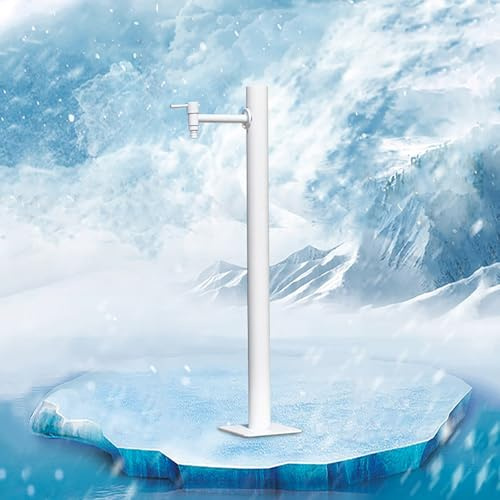 Generico Fontana da Giardino in Acciaio Inox per Esterni - Colonna d'Acqua Verticale da 95 cm, palo idrante Bianco per irrigazione, Lavaggio e abbellimento del Giardino.