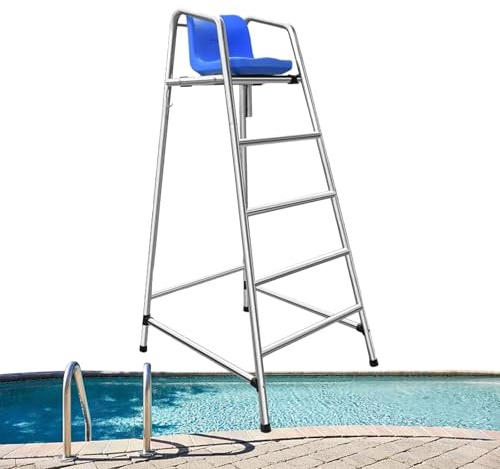 Chaise de sauvetage extra haute en acier inoxydable pour piscine, tabouret échelle d'arbitre amovible, idéal pour les compétitions et les sauveteurs