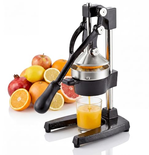 Heavy Duty Cast Iron Juicer – Manual Citrus Juicer & Fruit Press, Easy Press Orange, Lemon, Grapefruit, Pomegranate & Apple, Quick Juice Extraction, Professional Manual Juicer