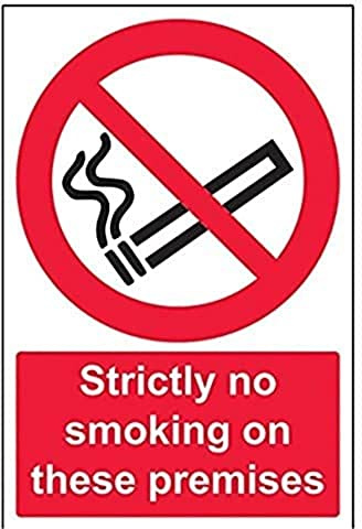 vsafety 57031 au-s Strictly cartello divieto Vietato fumare in questi locali, Autoadesivo, ritratto, 200 mm x 300 mm, colore: nero/rosso