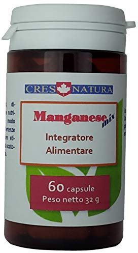 MANGANESE-mix 60 capsule. Manganese (8mg, 400% VNR), Vit. D (5mcg, 100% VNR), Biotina (50mcg, 100% VNR). Per cartilagini, ossa, denti. Prodotto in Italia.