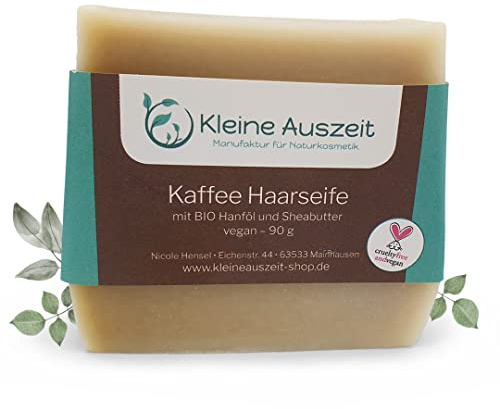 Kleine Auszeit Manufaktur, Kaffee Haarseife, bei schnell nachfettenden bis normalen Haaren, handgemachte Naturseife, vegan, ohne Palmöl, 90 g…