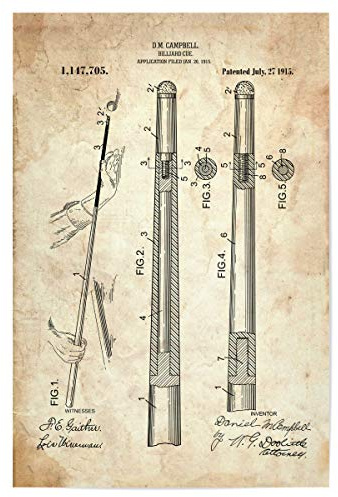 artboxONE Poster 30x20 cm Sport Billard Queue Patent (Antik) - Bild poolbillard billardspiel Blaupause
