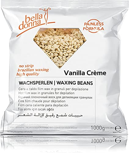 Bella Donna Vanilla Crème vaxpärlor för randfri och smärtfri hårborttagning, 1 000 g – flexibel och krämig konsistens