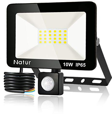 10W Foco LED con Sensor de Movimiento, Proyector Led Exterior Super Brillante 3000K Blanco Cálido Foco LED Detector IP65 Impermeable para Jardín, Patio, Garaje