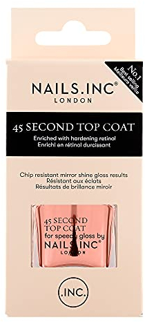 Nails.INC Gel 45 Second Top Coat, schnell trocknende Formel, trocknet in 45 Sekunden, angereichert mit Retinol für ein splitterfestes Finish, tierversuchsfrei, vegan, 14 ml
