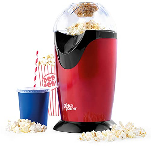 Giles & Posner EK0493GVDEEU7 Palomitas de maíz y vaso medidor, 1200W, Palomitas sabrosas en 3 minutos, No se necesita aceite, perfecto para fiestas, sin grasa y saludable, retro y portátil