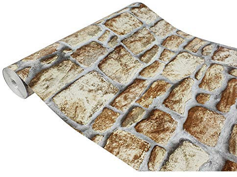 Klebefolie Möbel 67,5x200 cm | Selbstklebende Möbelfolie in Stein-, Marmor- und Betonoptik | Folie für Möbel wasserfest und leicht anzubringen für Küche und Bad | Grau/Braun Ziegel